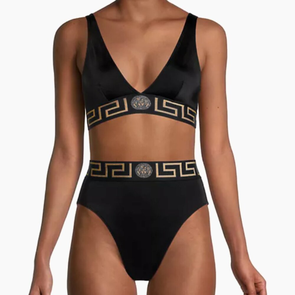 NWT- Versace Greca Bikini Top & Bottoms- M